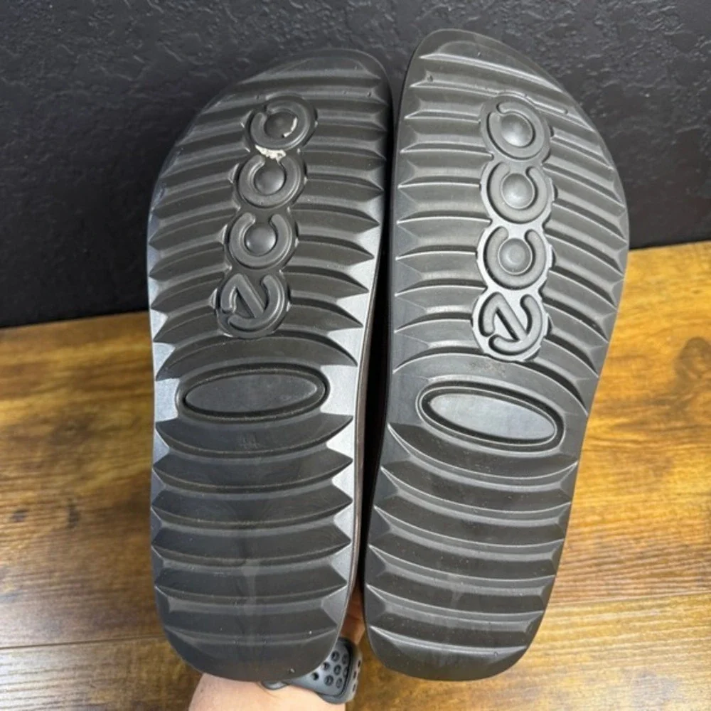 Ecco On-The-Go‎ Brown Leather Adjustable Strap Slide Sandals Mens 44